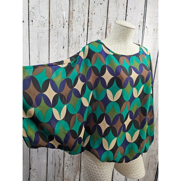 ALK Women's M Annalee + Hope Multicolor Short Sleeve Blouson Shirt Blouse Top - Picture 3 of 9